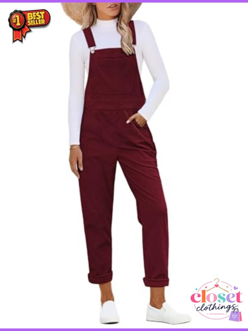 Corduroy Overalls Adjustable Straps Tapered Leg Bib Jumpsuit Pockets